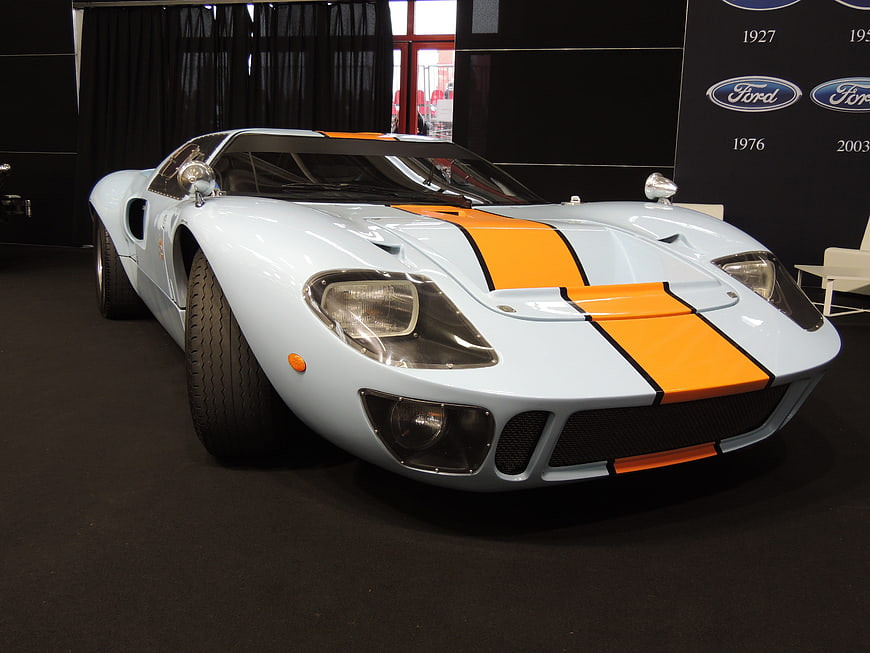 White Ford GT Heritage Edition with Orange Stripes