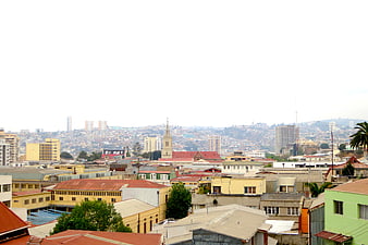 Valparaiso Chile Cityscape Rooftops and Church Spire
