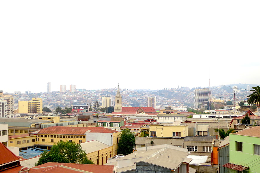 Valparaiso Chile Cityscape Rooftops and Church Spire