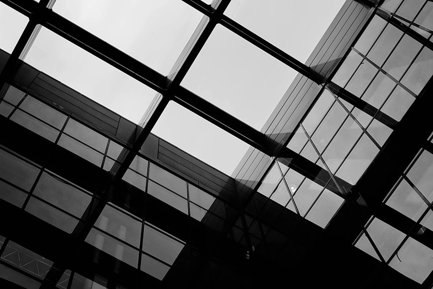 Black and White Modern Glass Architecture Abstract