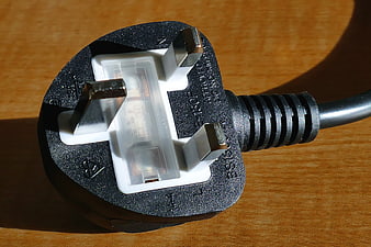 Close-up of British BS 1363 Three-Pin Electrical Plug