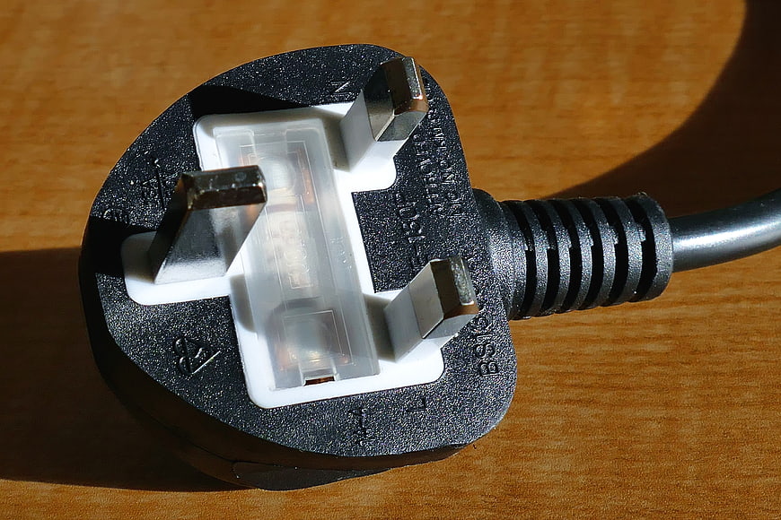 Close-up of British BS 1363 Three-Pin Electrical Plug