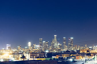 Los Angeles Skyline at Night with City Lights