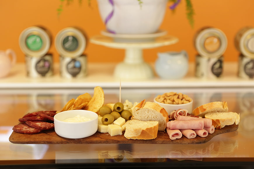 Gourmet Charcuterie Board with Salami, Cheese, and Bread