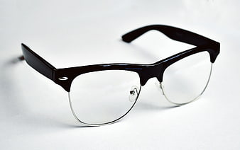 Black and Silver Bifocal Eyeglasses on White Background