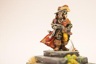 Painted Freeguild Witchhunter miniature figure on stone base