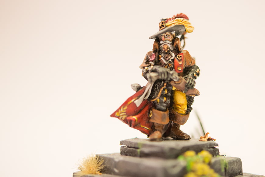 Painted Freeguild Witchhunter miniature figure on stone base