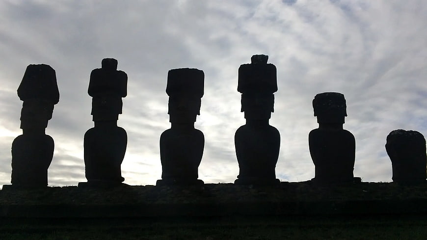 Silhouette of Moai Statues on Easter Island
