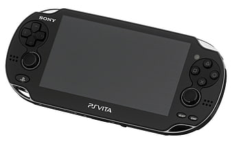 Black Sony PS Vita Handheld Game Console On White Background