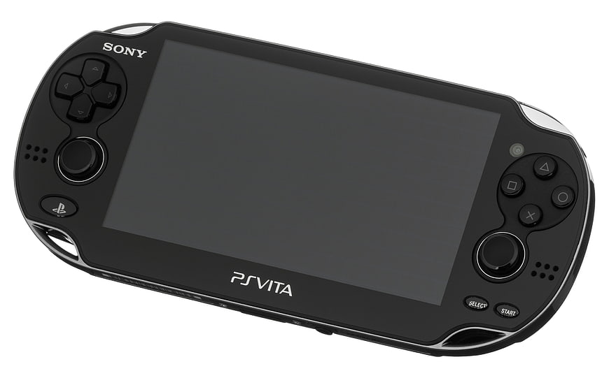 Black Sony PS Vita Handheld Game Console On White Background
