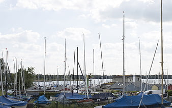 Sailboats in Dry Storage at Lakeside Marina