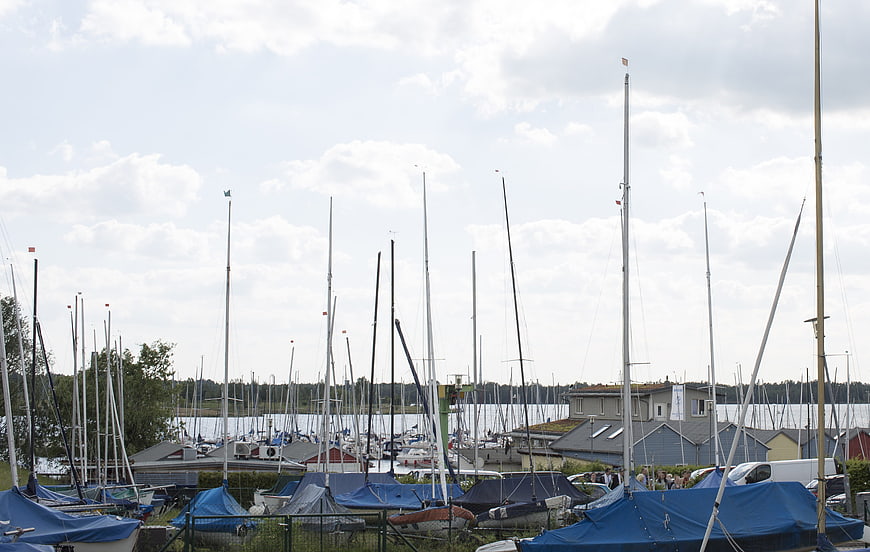 Sailboats in Dry Storage at Lakeside Marina