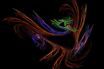 Abstract Colorful Fractal Art on Black Background