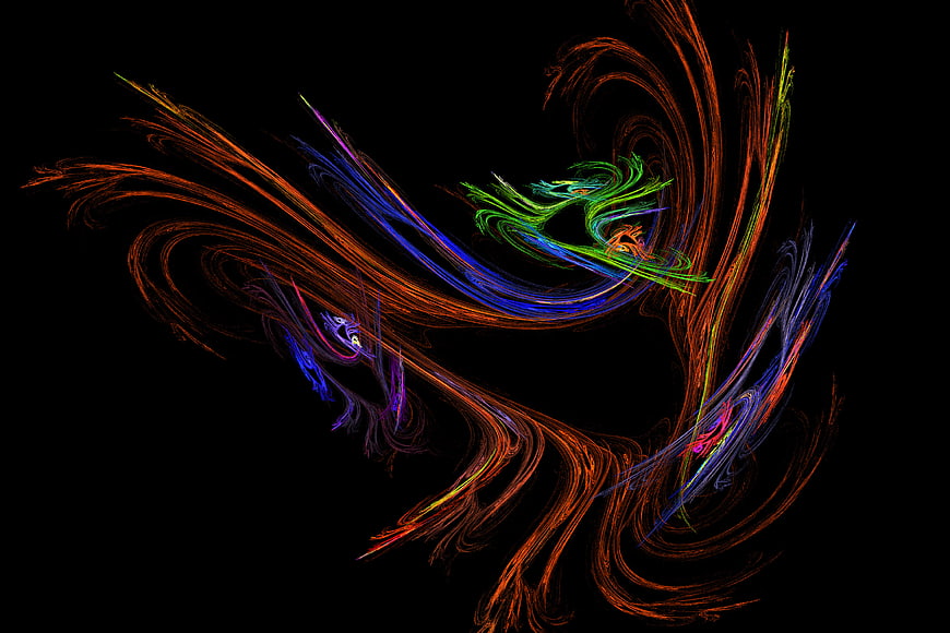 Abstract Colorful Fractal Art on Black Background