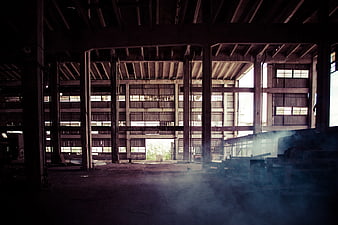 Atmospheric Interior of Abandoned Industrial Warehouse