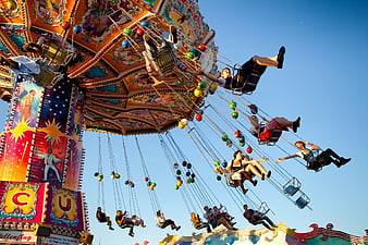 Chain Carousel Ride At Munich Oktoberfest Fairground