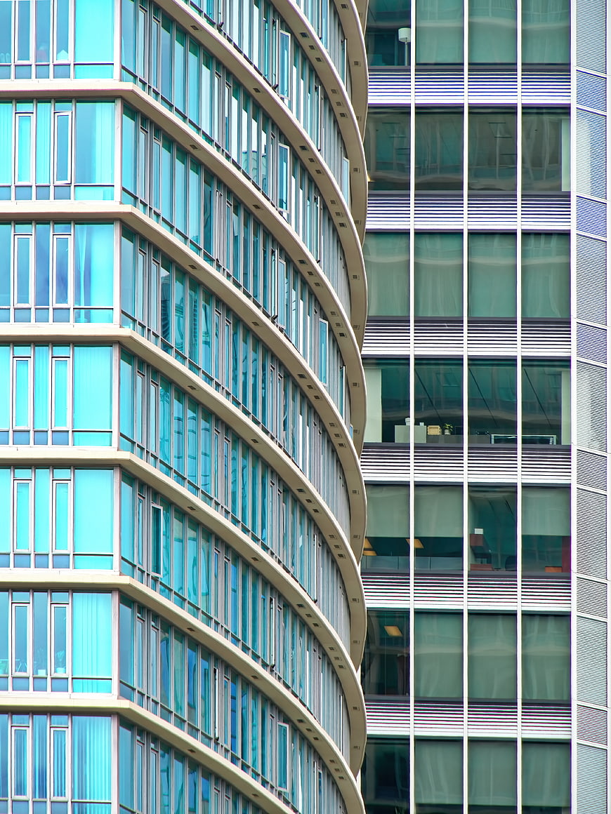 Modern Curved Glass Office Building Architecture
