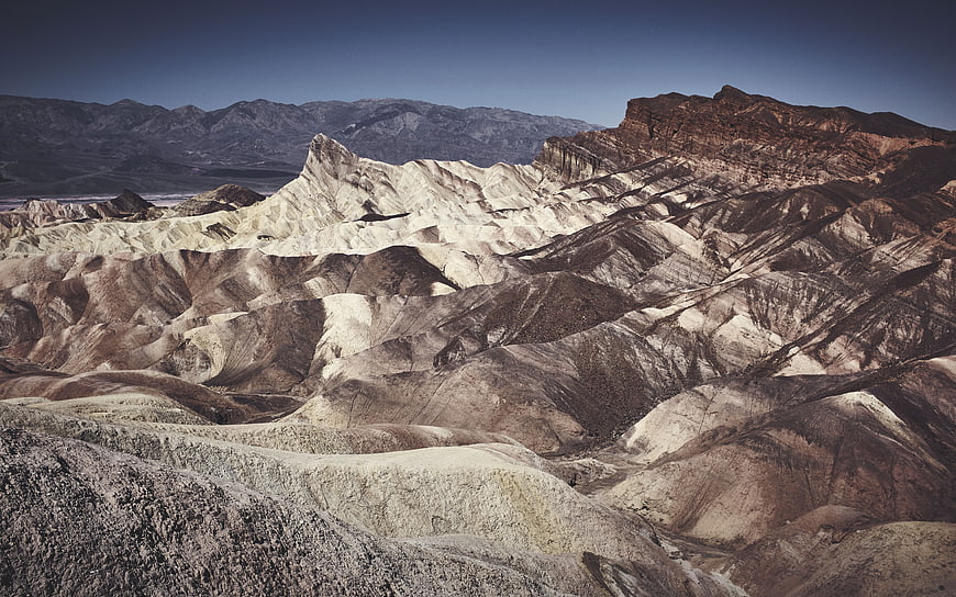 Dramatic Zabriskie Point Badlands Landscape at Sunset