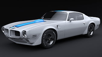White 1970 Pontiac Trans Am Muscle Car 3D Render