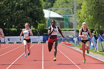 Women's 100m Sprint Race on Outdoor Track