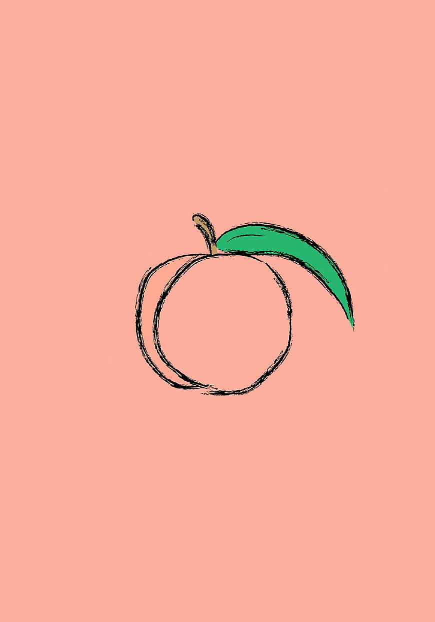 Minimalist Peach Illustration on Pink Background