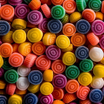 Colorful Swirl Gummy Candies Close-Up Background