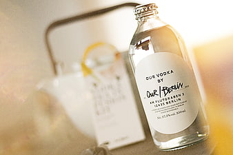 Clear Vodka Bottle with Minimalist Label and Tea Infusion Kit
