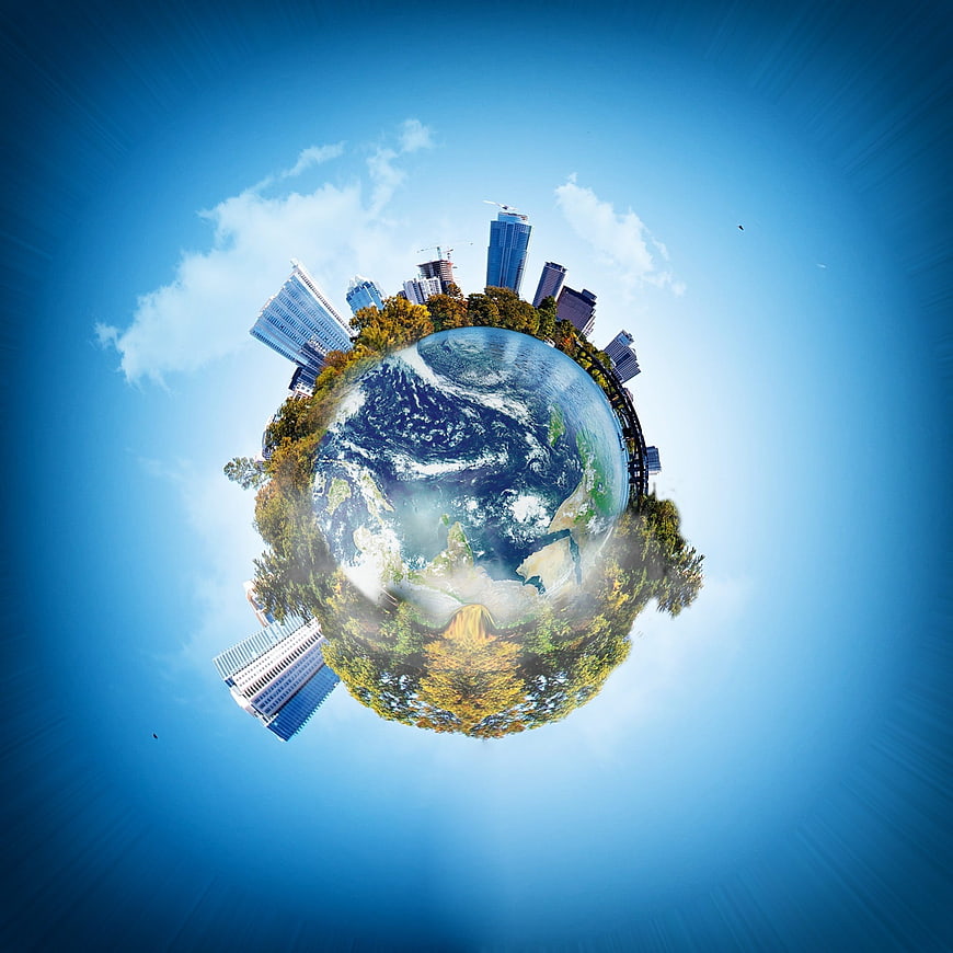 Tiny Planet 360 Panorama of City and Nature