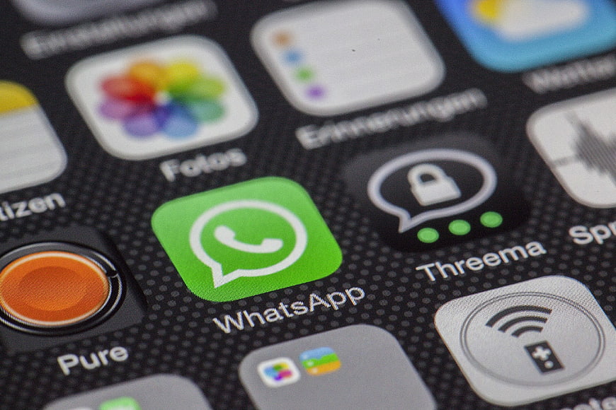 Close-up of WhatsApp app icon on smartphone screen