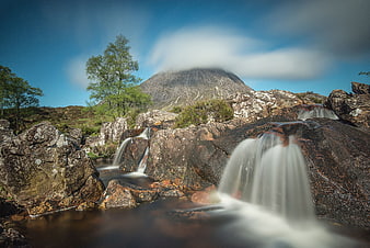 Long Exposure Waterfall in Rocky Mountain Landscape
