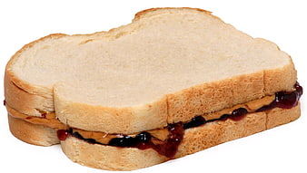 Peanut Butter and Jelly Sandwich on White Background