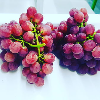 Fresh Red Grapes on White Background