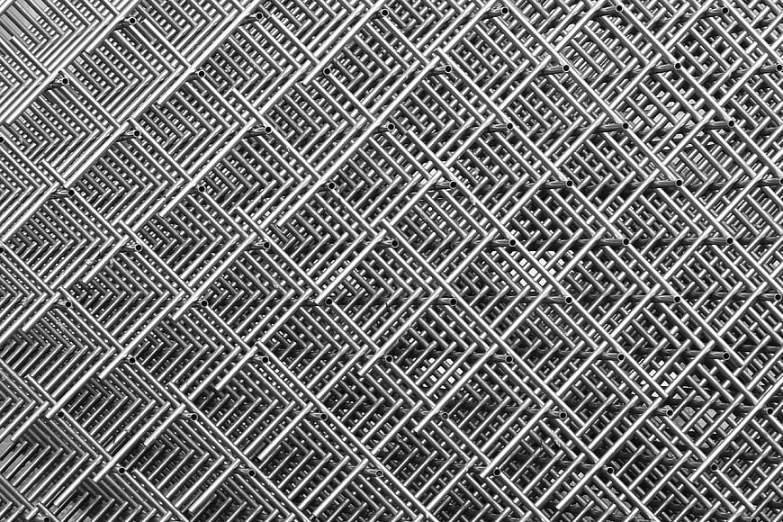 Abstract black and white metal grid pattern background