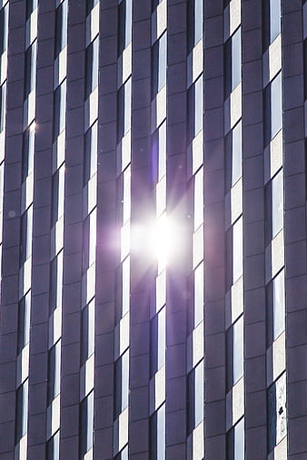 Sun Flare on Modern Skyscraper Facade