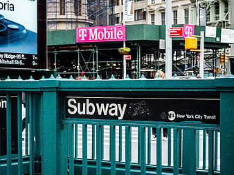 New York City Subway Entrance with T-Mobile Sign