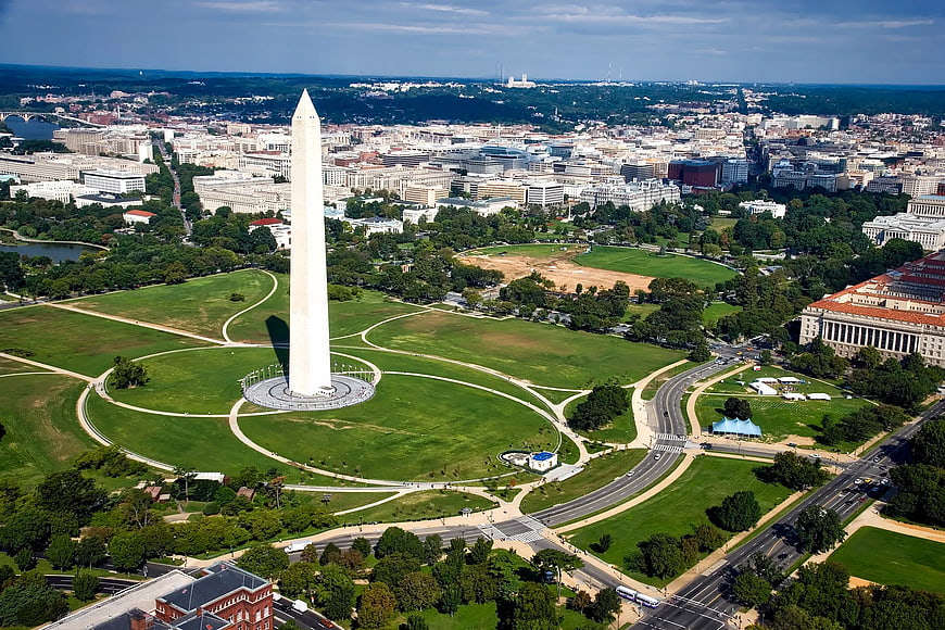 Aerial View of Washington Monument and National Mall