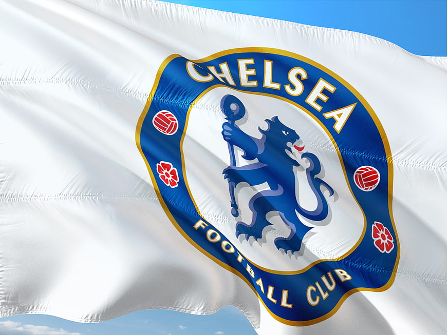 Chelsea FC Flag Waving in Blue Sky