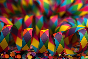 Colorful Paper Streamers And Confetti Party Background