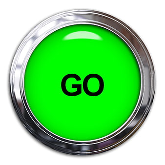 Green Go Button Icon With Chrome Rim