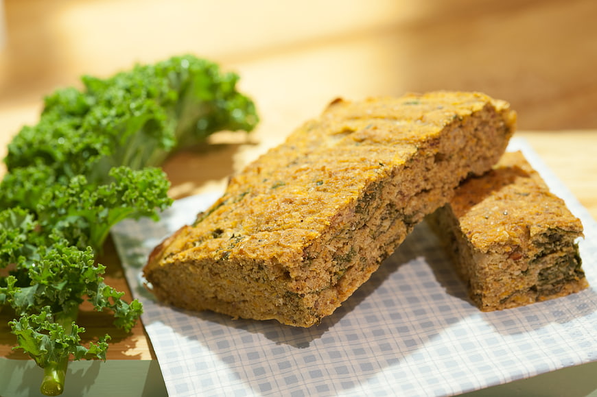 Healthy Kale and Chickpea Baked Loaf Slices