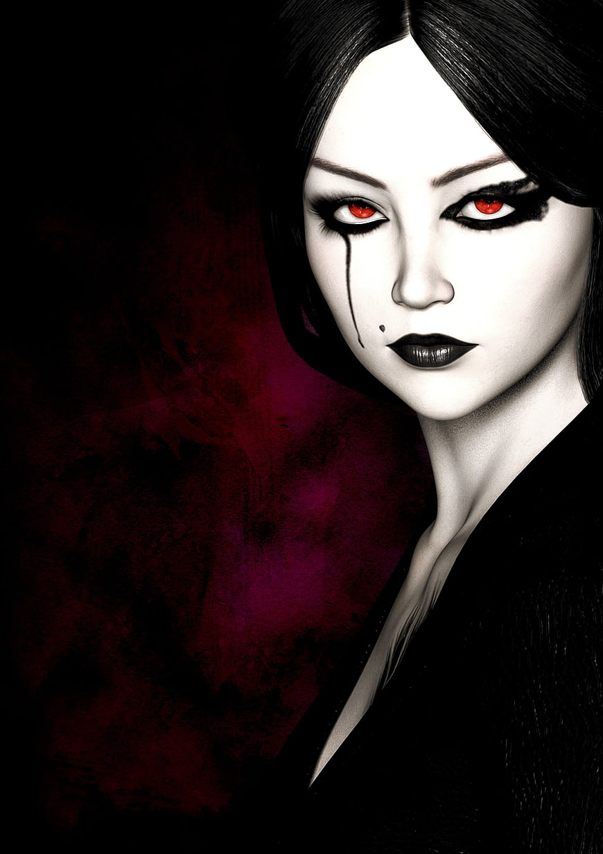Gothic Vampire Woman Portrait With Dark Fantasy Makeup