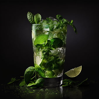 Refreshing Mojito Cocktail with Mint and Lime on Dark Background