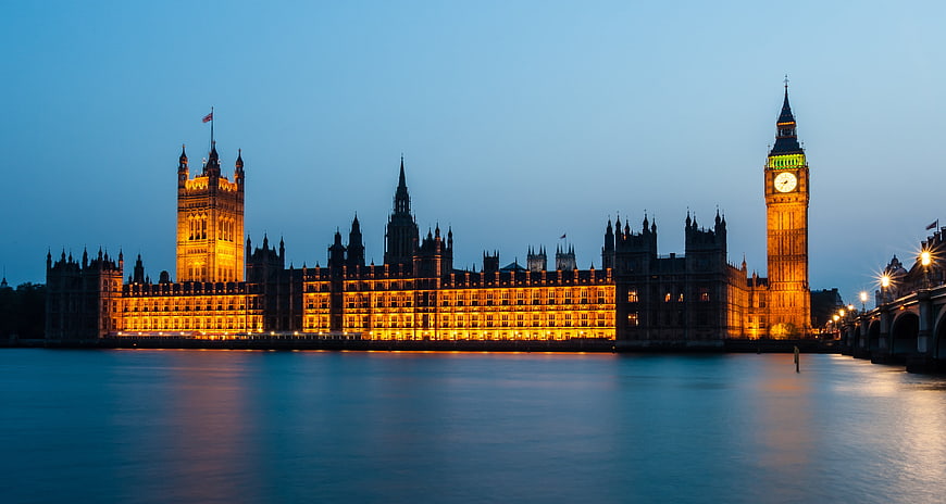 Houses of Parliament and Big Ben at Blue Hour in London