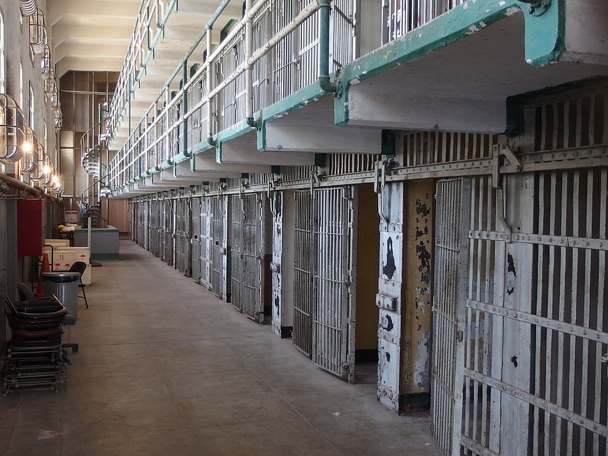 Interior of Alcatraz Prison Cell Block Corridor