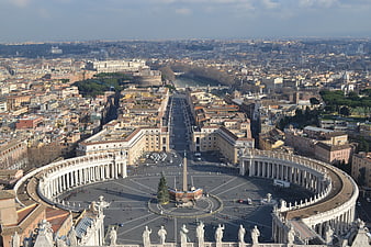Aerial View of St. Peter's Square and Vatican City Rome