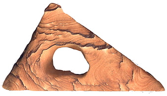 Triangular Red Rock with Hole Isolated on White Background