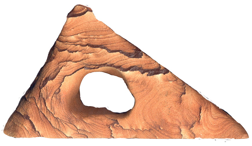 Triangular Red Rock with Hole Isolated on White Background