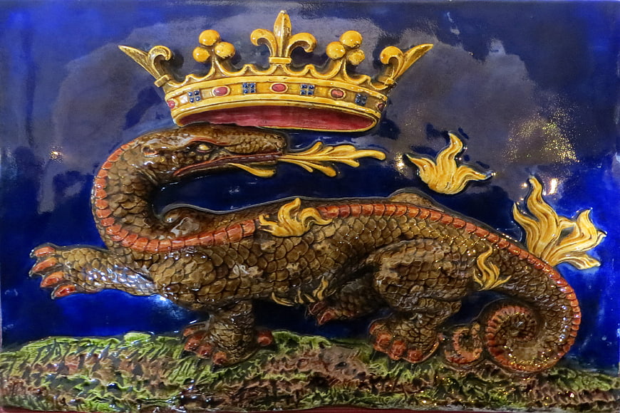 Ceramic Salamander Emblem with Royal Crown