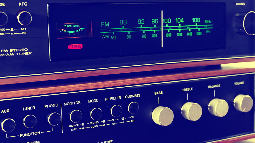 Vintage 1970s Stereo Receiver Close-Up