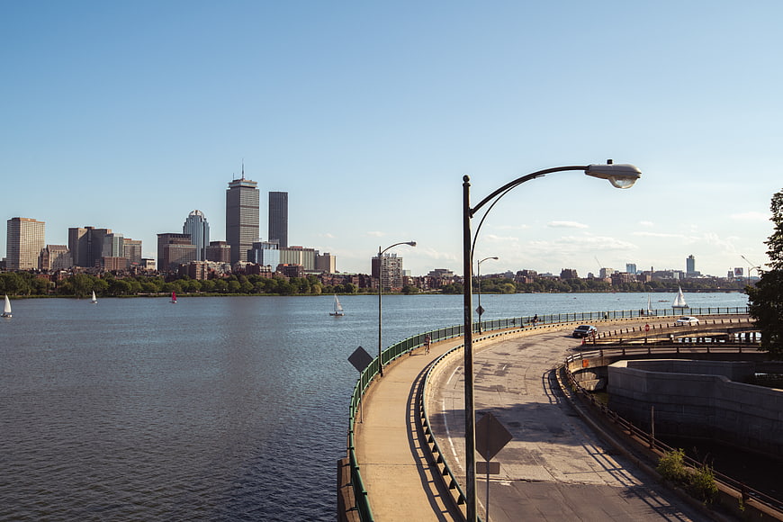 Boston Skyline View from Charles River Esplanade Bridge